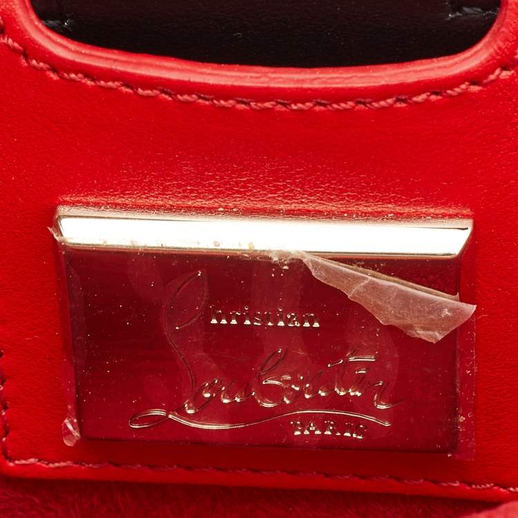 Pre Owned Christian Louboutin Black/Red Leopard Print Patent and Leather Paloma Tote