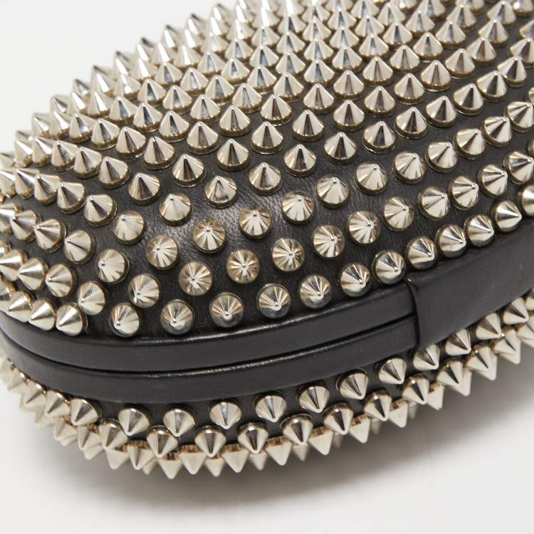 Pre Owned Christian Louboutin Black Leather Spike Mina Chain Clutch