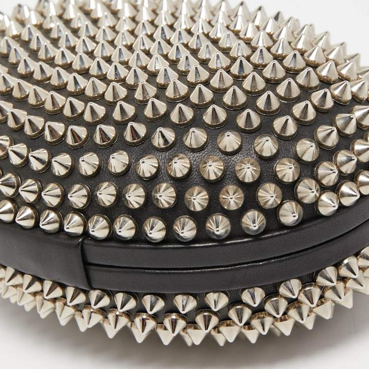 Pre Owned Christian Louboutin Black Leather Spike Mina Chain Clutch