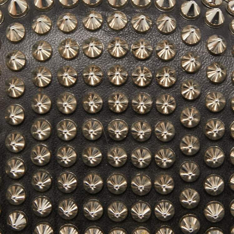 Pre Owned Christian Louboutin Black Leather Spike Mina Chain Clutch