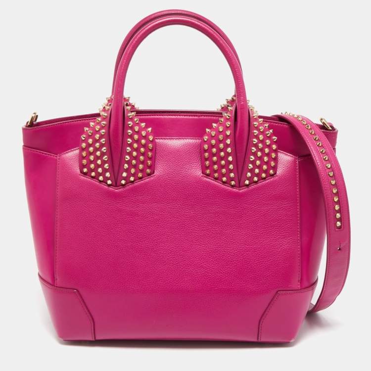 Christian Louboutin Pink Leather Large Eloise Spike Tote Christian ...