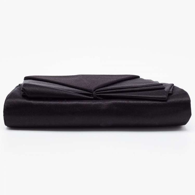 Pre Owned Christian Louboutin Black Satin Bow Clutch