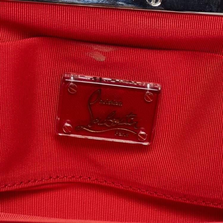 Pre Owned Christian Louboutin Black Satin Bow Clutch