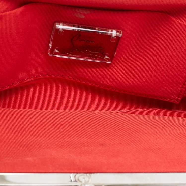Pre Owned Christian Louboutin Black Satin Bow Clutch