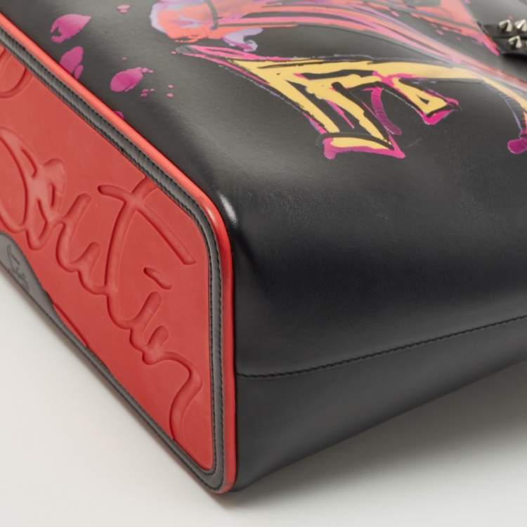 Pre Owned Christian Louboutin Black Paris Love Leather East-West Cabata Tote