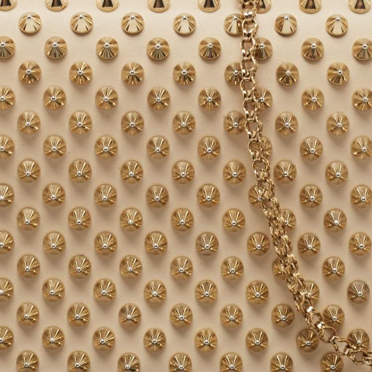 Pre Owned Christian Louboutin Beige Leather and Patent Paloma Spiked Chain Clutch