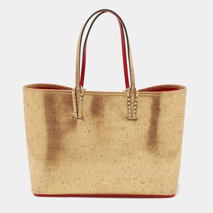 Pre Owned Christian Louboutin Gold Cork and Rubber East-West Cabata Tote