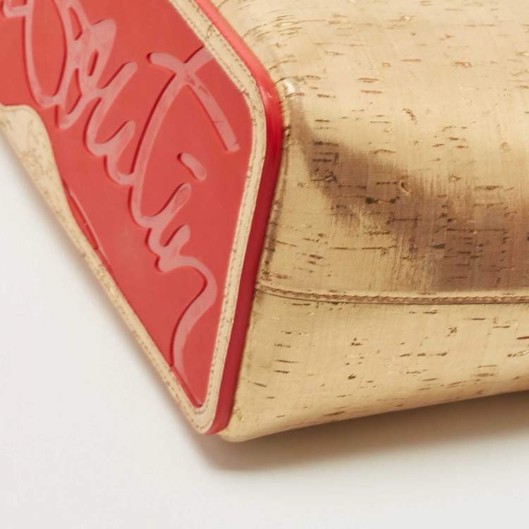 Pre Owned Christian Louboutin Gold Cork and Rubber East-West Cabata Tote