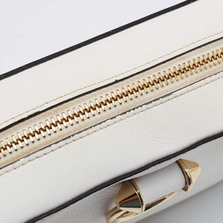 Pre Owned Christian Louboutin White/Red Leather Mini Rubylou Crossbody Bag 
