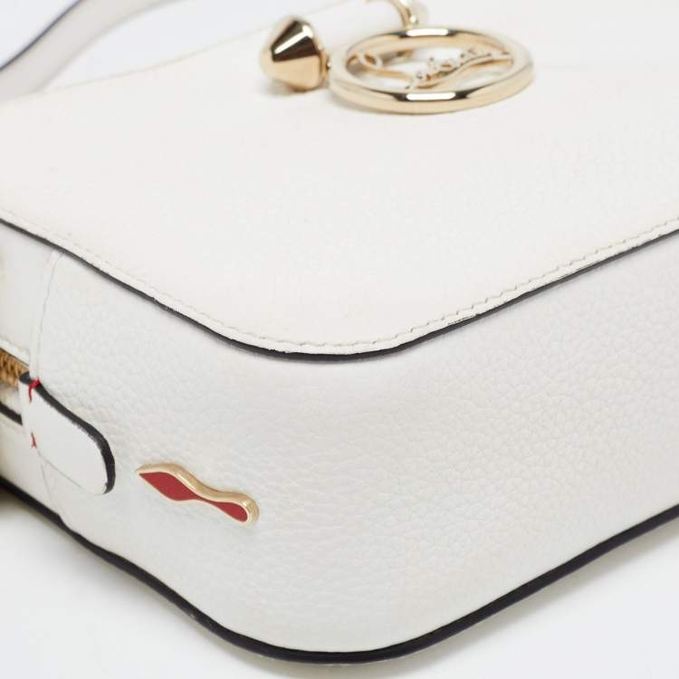 Pre Owned Christian Louboutin White/Red Leather Mini Rubylou Crossbody Bag 