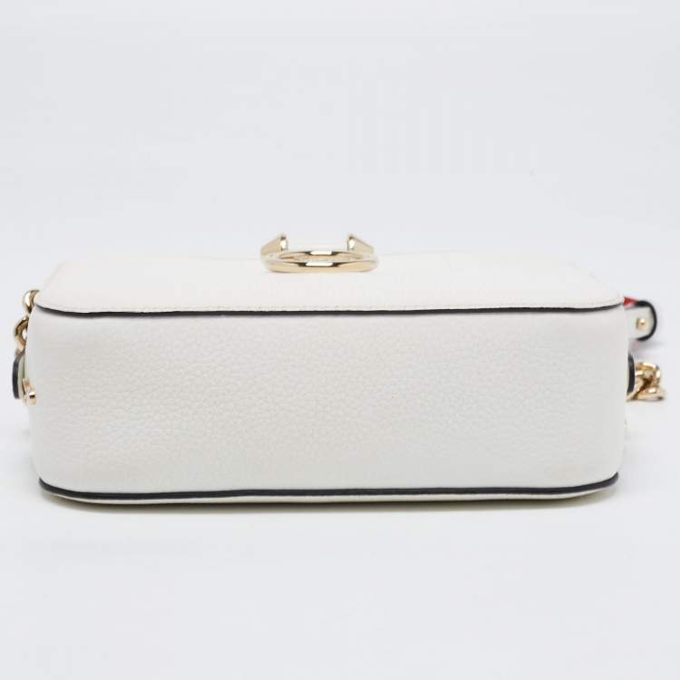 Pre Owned Christian Louboutin White/Red Leather Mini Rubylou Crossbody Bag 