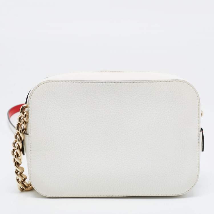 Pre Owned Christian Louboutin White/Red Leather Mini Rubylou Crossbody Bag 
