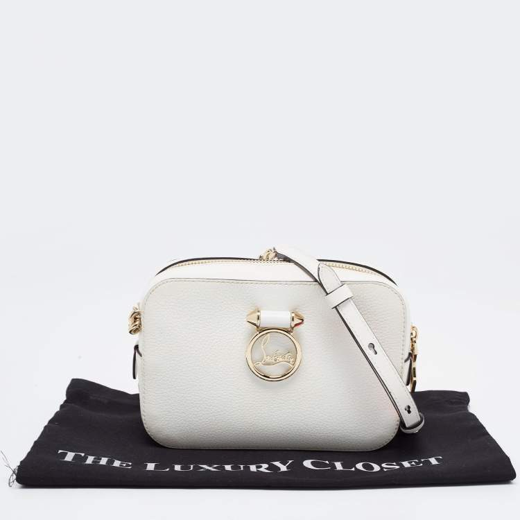 Pre Owned Christian Louboutin White/Red Leather Mini Rubylou Crossbody Bag 