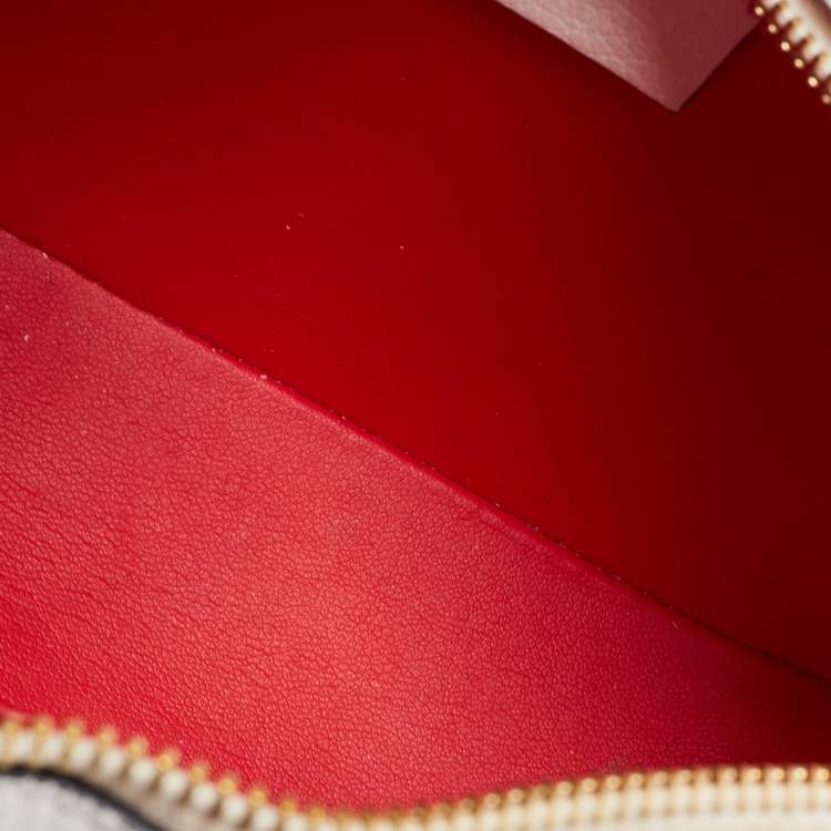Pre Owned Christian Louboutin White/Red Leather Mini Rubylou Crossbody Bag 
