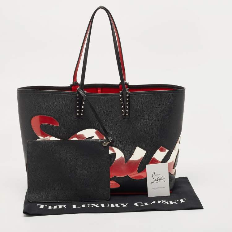 Pre Owned Christian Louboutin Black Leather and PVC East-West Cabata Tote