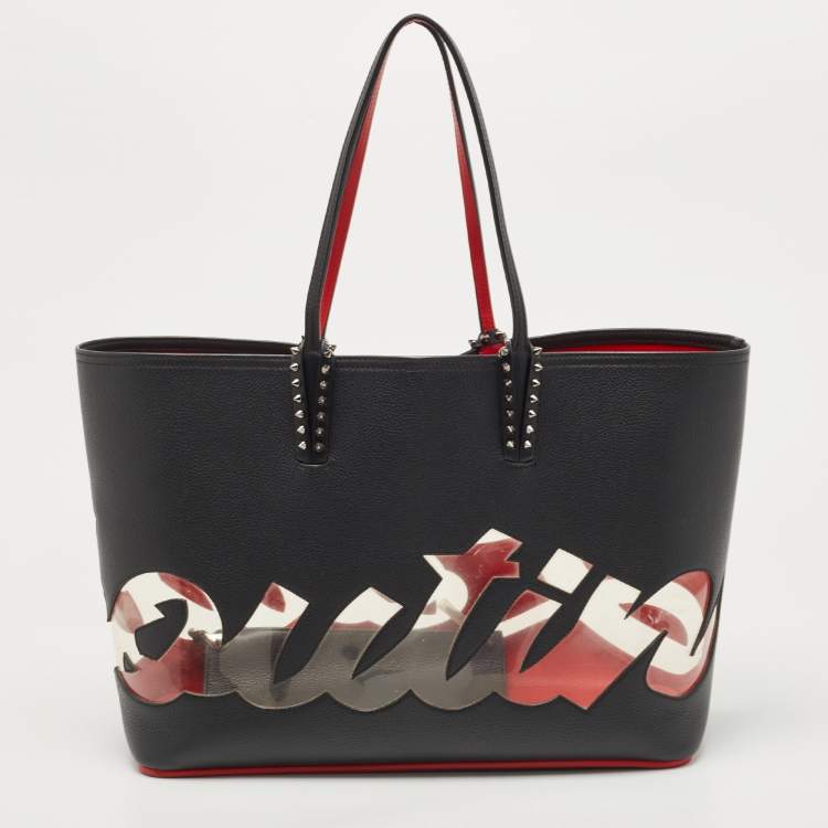 Pre Owned Christian Louboutin Black Leather and PVC East-West Cabata Tote