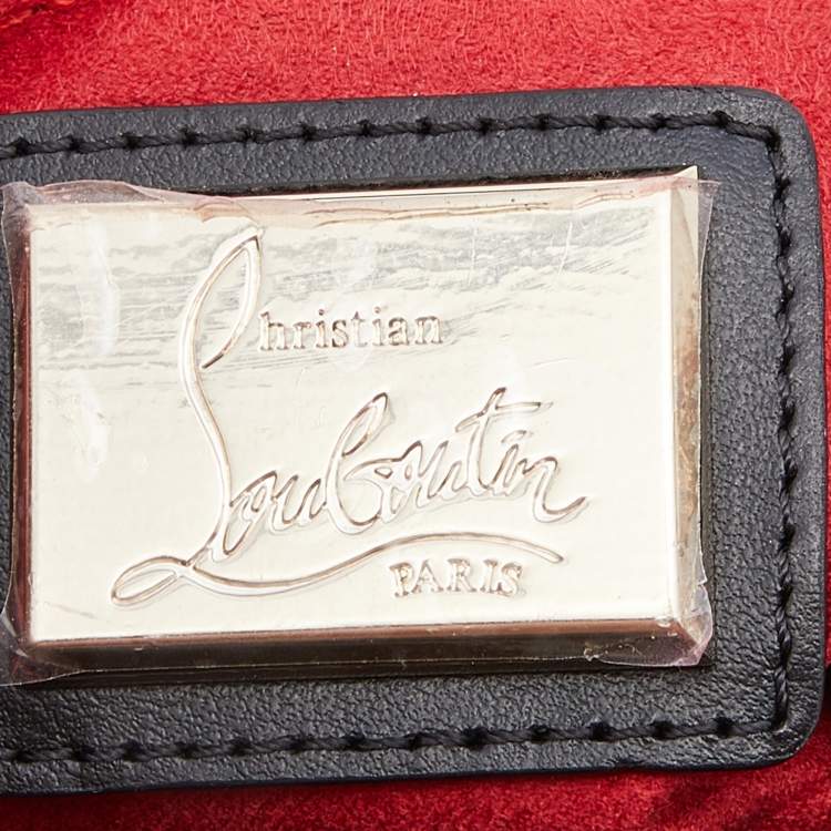 Pre Owned Christian Louboutin Black Leather and Suede Triloubi Embellished Chain Bag
