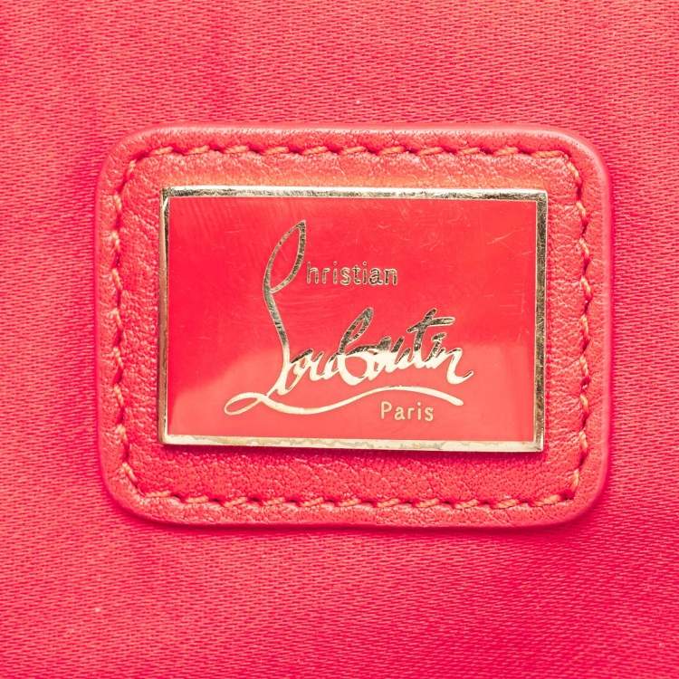 Pre Owned Christian Louboutin Pink Leather Studded Kios Zip Crossbody Bag