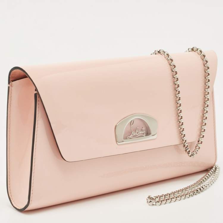 Pre Owned Christian Louboutin Pink Patent Leather Vero Dodat Chain Clutch