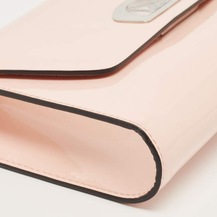 Pre Owned Christian Louboutin Pink Patent Leather Vero Dodat Chain Clutch