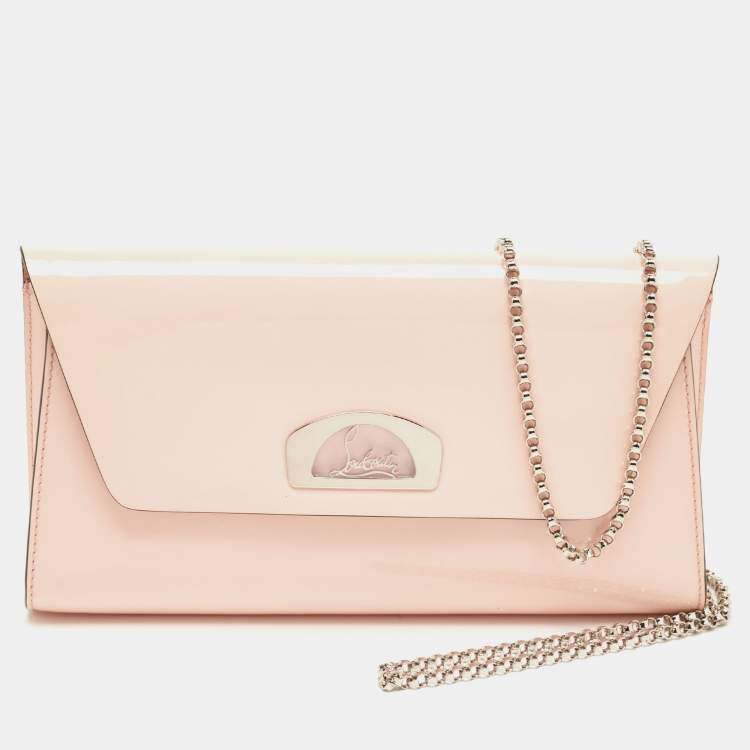 Pre Owned Christian Louboutin Pink Patent Leather Vero Dodat Chain Clutch