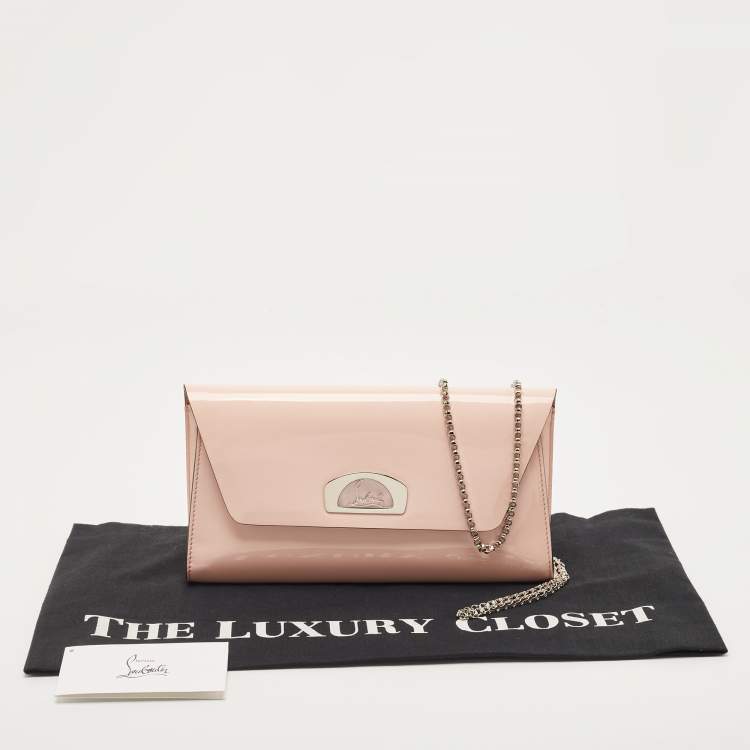 Pre Owned Christian Louboutin Pink Patent Leather Vero Dodat Chain Clutch