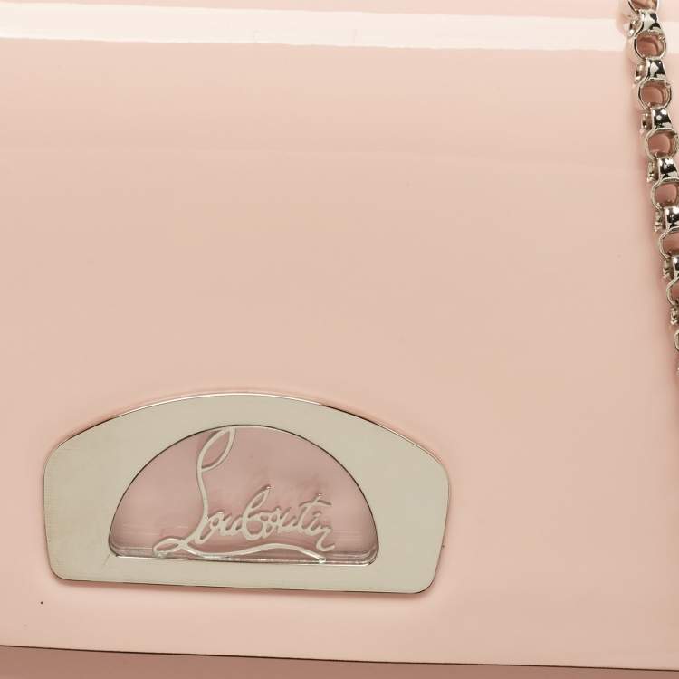 Pre Owned Christian Louboutin Pink Patent Leather Vero Dodat Chain Clutch