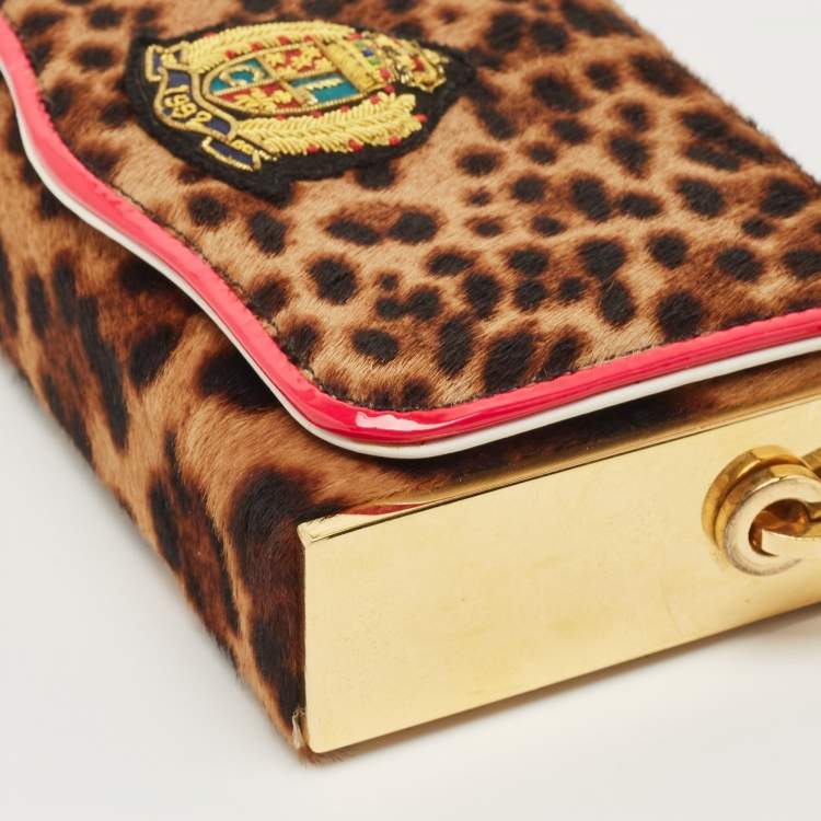 Pre Owned Christian Louboutin Multicolor Leopard Calfhair and Leather Small Carrie Ecusson Crossbody Bag