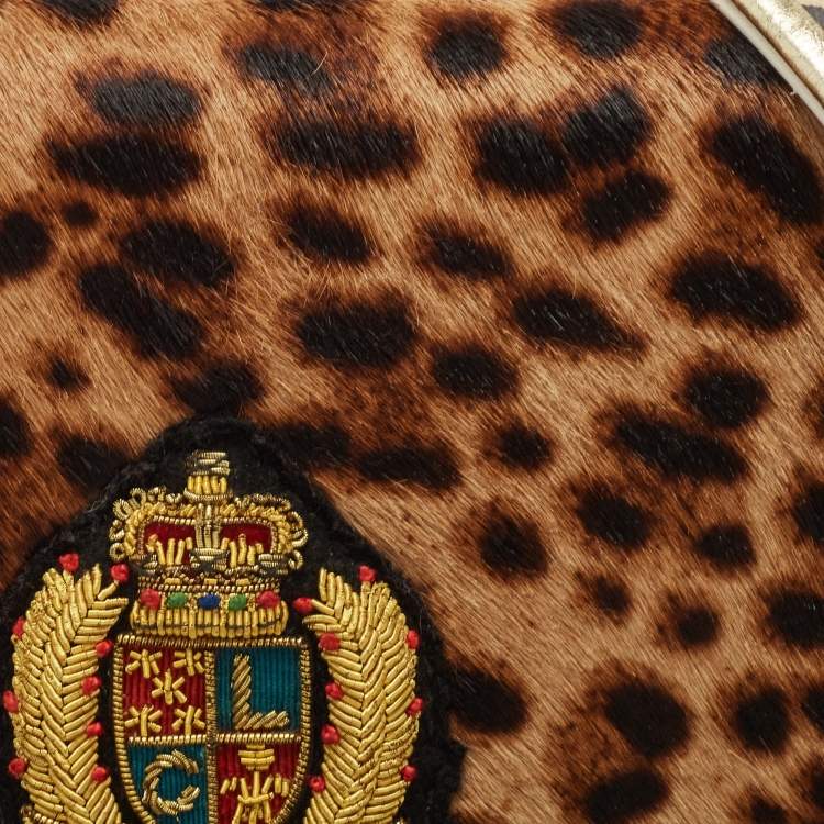 Pre Owned Christian Louboutin Multicolor Leopard Calfhair and Leather Small Carrie Ecusson Crossbody Bag
