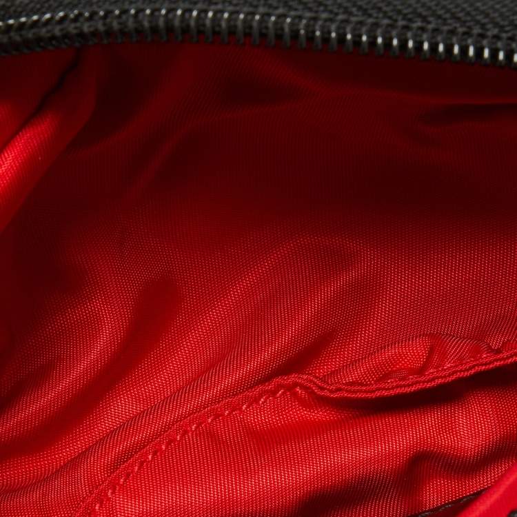 Pre Owned Christian Louboutin Black Nylon and Leather Spike Studded Belt Bag