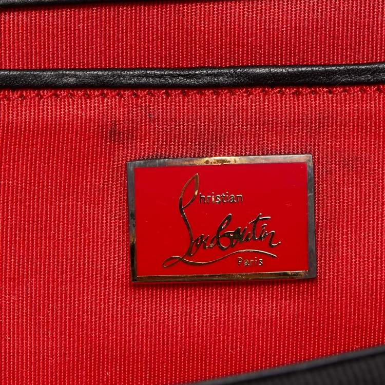 Pre Owned Christian Louboutin Beige/Black Leopard Print Calfhir Bow Flap Clutch