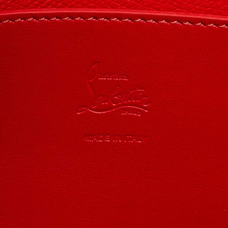 Pre Owned Christian Louboutin Off White Croc Embossed Leather Cabarock Shopper Tote