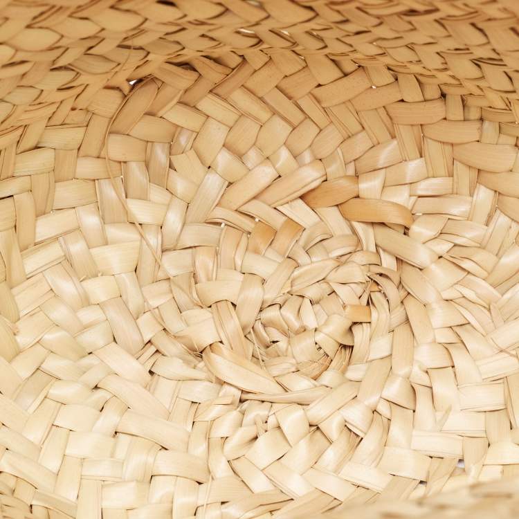 Pre Owned Christian Louboutin Brown/Cream Woven Raffia and Leather Small Loubishore Tote