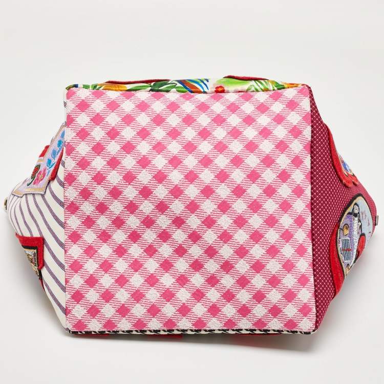 Pre Owned Christian Louboutin Multicolor Canvas and Leather Caracaba Embroidered/Studded Shopper Tote
