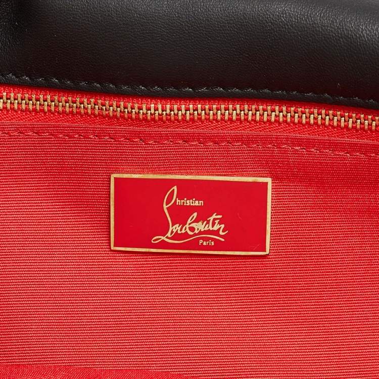 Pre Owned Christian Louboutin Beige/Black Leopard Print Calfhir Flap Clutch