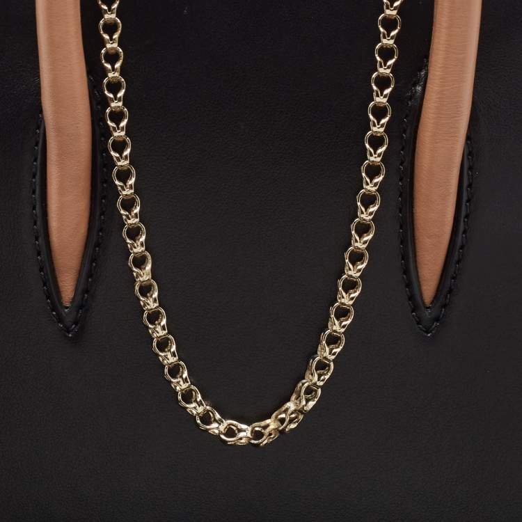 Pre Owned Christian Louboutin Black/Red Leopard Print Patent and Leather Nano Paloma Tote