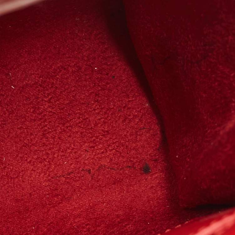 Pre Owned Christian Louboutin Black/Red Leopard Print Patent and Leather Nano Paloma Tote