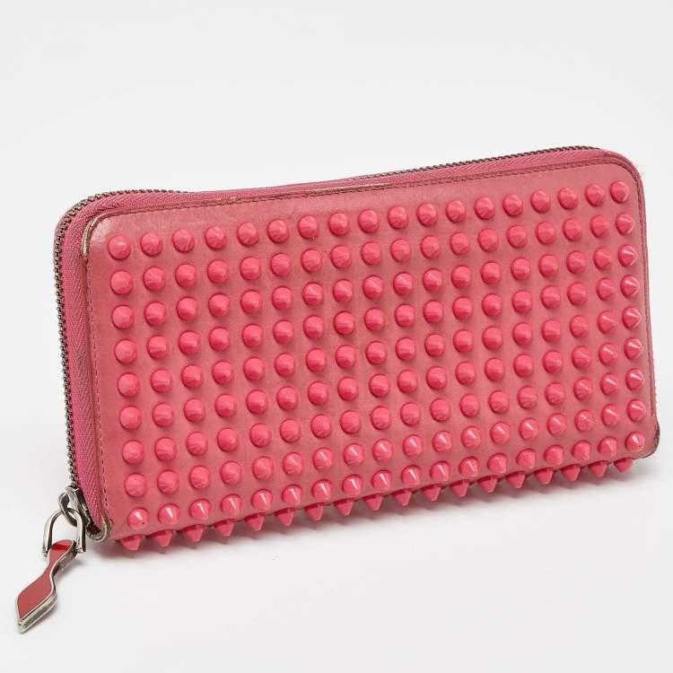 Pre Owned Christian Louboutin Pink Leather Panettone Continental Wallet