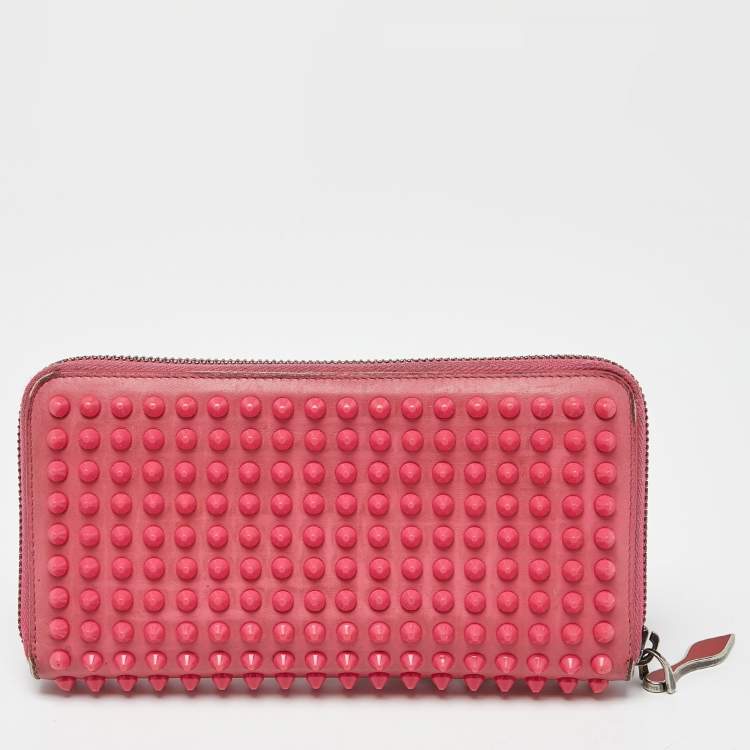 Pre Owned Christian Louboutin Pink Leather Panettone Continental Wallet