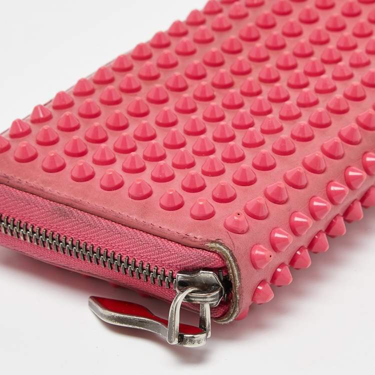 Pre Owned Christian Louboutin Pink Leather Panettone Continental Wallet