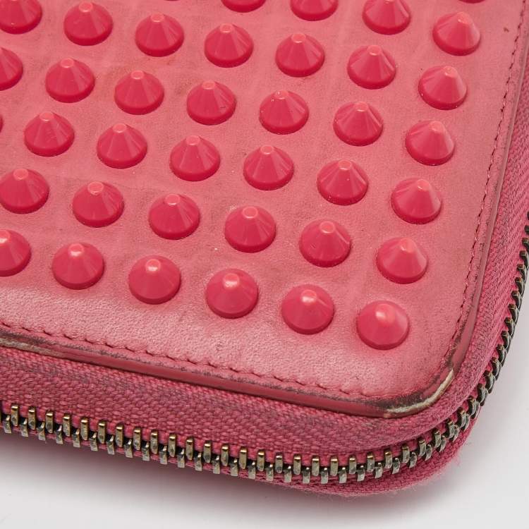 Pre Owned Christian Louboutin Pink Leather Panettone Continental Wallet