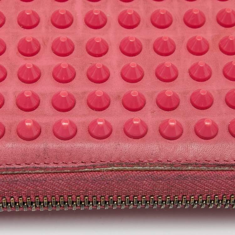 Pre Owned Christian Louboutin Pink Leather Panettone Continental Wallet