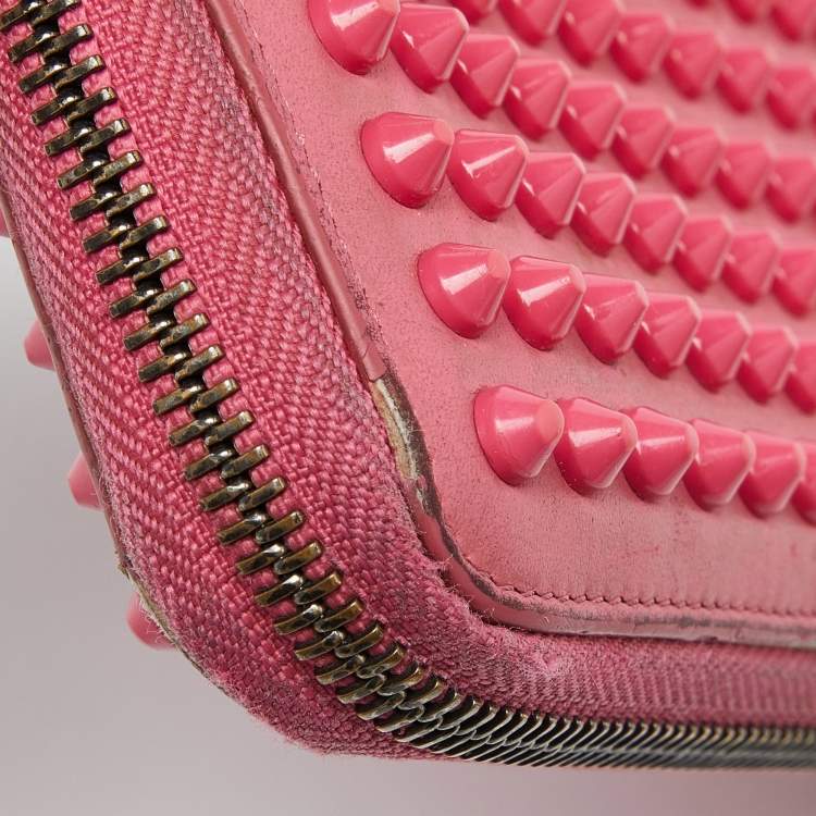 Pre Owned Christian Louboutin Pink Leather Panettone Continental Wallet