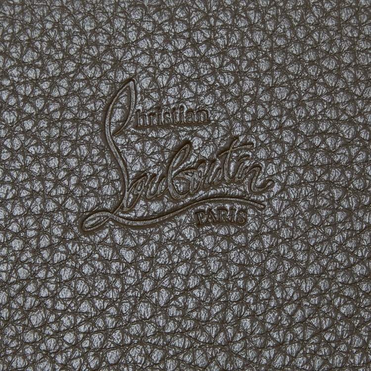 Pre Owned Christian Louboutin Olive Patent and Leather Paloma Embellished Chain Clutch