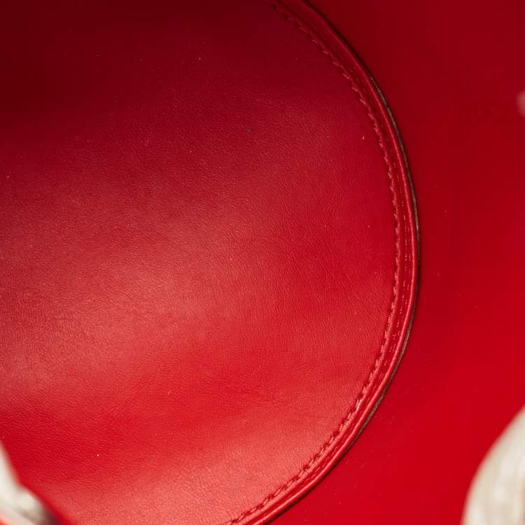 Pre Owned Christian Louboutin Silver Crystal Embellished Leather Marie Jane Bucket Bag