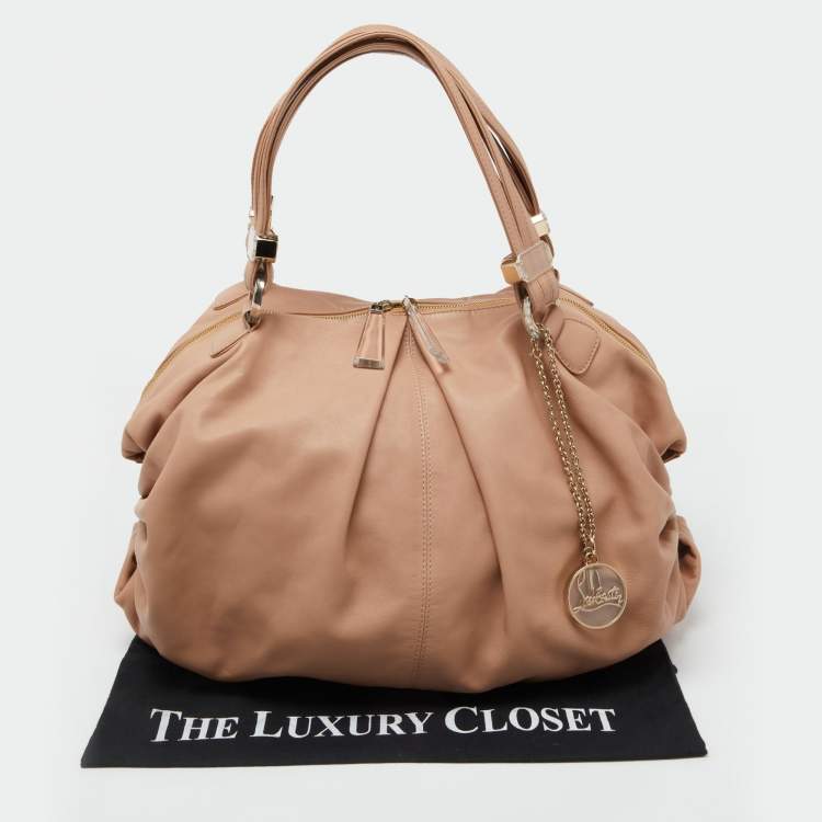 Pre Owned Christian Louboutin Beige Leather Zip Satchel