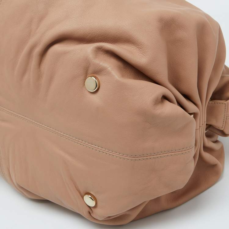 Pre Owned Christian Louboutin Beige Leather Zip Satchel
