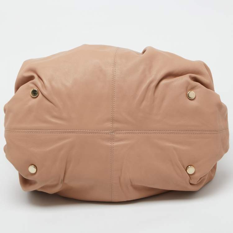 Pre Owned Christian Louboutin Beige Leather Zip Satchel