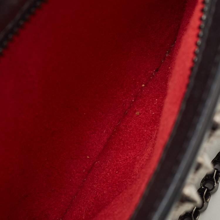 Pre Owned Christian Louboutin Black Leather Triloubi Chain Shoulder Bag