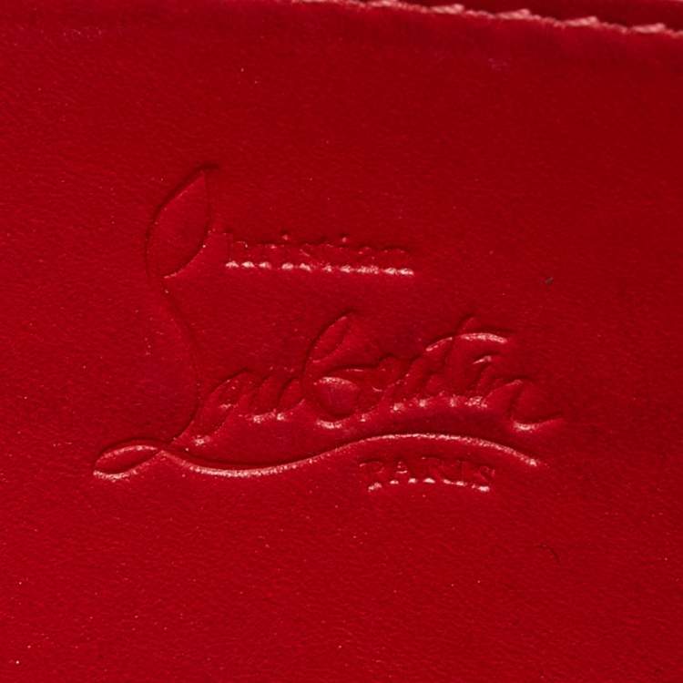 Pre Owned Christian Louboutin Black Leather Spikes Panettone Zip Around Wallet